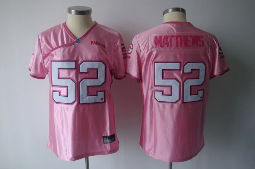 Packers #52 Clay Matthews Pink Women's Be Luv'd Stitched NFL Jersey